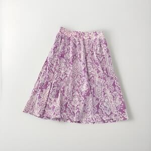 Abercrombie & Fitch Skirt Womens Large Petite LP Purple White Midi Skirt Pockets